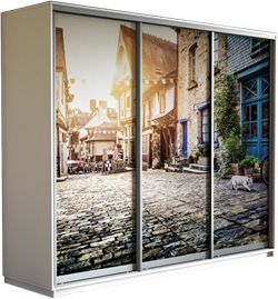 Шкаф-купе Трио 2400/2200/600 (Фотопечать Старый город) Ш217