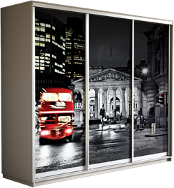 Шкаф-купе Трио 2400/2400/600 (Фотопечать Лондон) Ш220